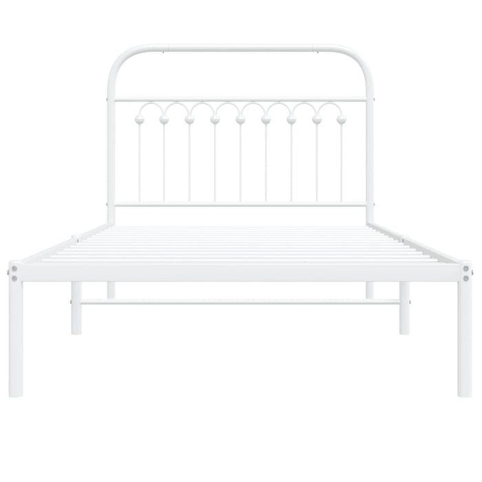 Giroletto con Testiera Metallo Bianco 100x200 cm 376644