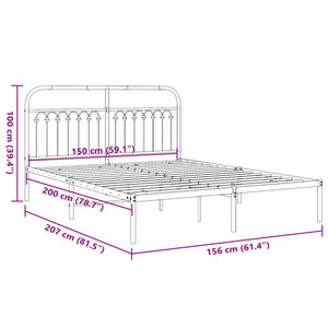 Giroletto con Testiera Metallo Bianco 150x200 cm 376651