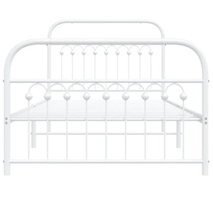 Giroletto con Testiera e Pediera Metallo Bianco 100x190 cm 376661