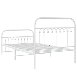 Giroletto con Testiera e Pediera-Struttura Letto Metallo Bianco 100x190 cm 166327