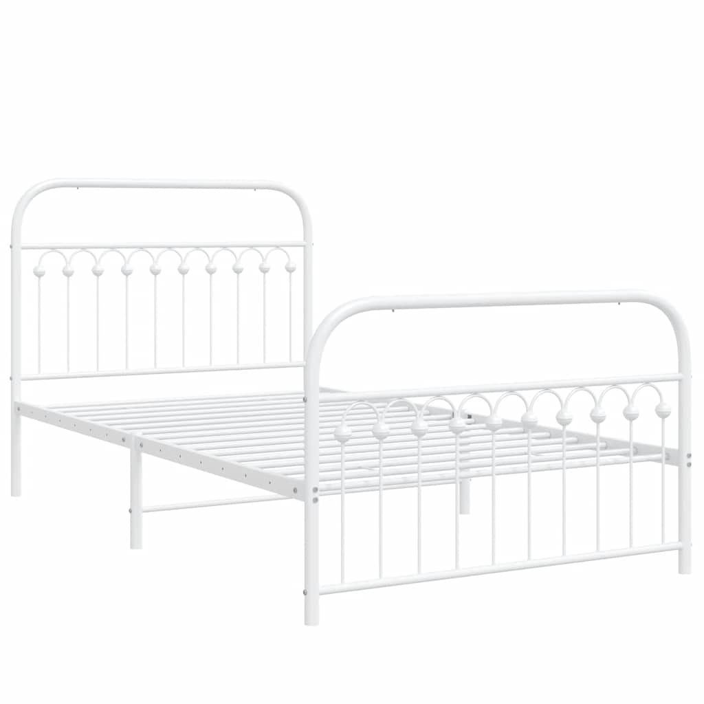 Giroletto con Testiera e Pediera-Struttura Letto Metallo Bianco 107x203 cm 669259