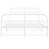 Giroletto con Testiera e Pediera Metallo Bianco 140x190 cm 376667