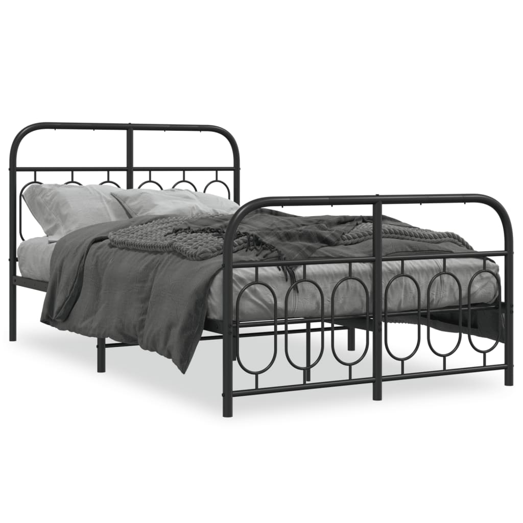 vidaXL Giroletto con Testiera e Pediera Metallo Nero 120x200 cm