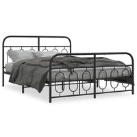 Giroletto con Testiera e Pediera-Struttura Letto Metallo Nero 140x200 cm 468696