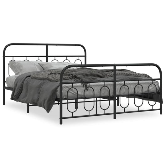 Giroletto con Testiera e Pediera-Struttura Letto Metallo Nero 140x200 cm 468696