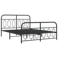 Giroletto con Testiera e Pediera-Struttura Letto Metallo Nero 140x200 cm 468696