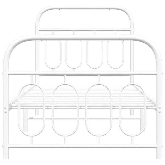 Giroletto con Testiera e Pediera Metallo Bianco 80x200 cm