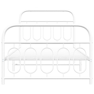 Giroletto con Testiera e Pediera Metallo Bianco 100x190 cm 377178