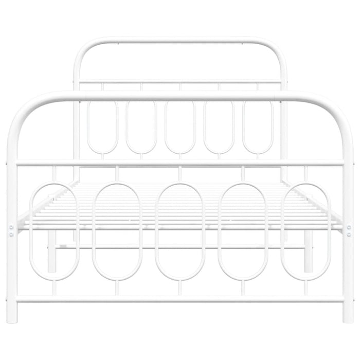 Giroletto con Testiera e Pediera Metallo Bianco 100x190 cm 377178