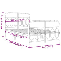 Giroletto con Testiera e Pediera Metallo Bianco 120x200 cm 377182