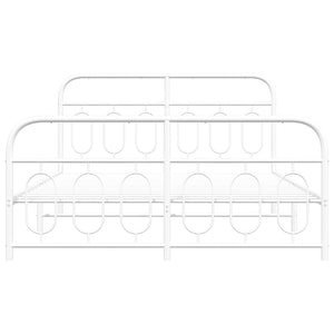 Giroletto con Testiera e Pediera Metallo Bianco 135x190 cm 377183