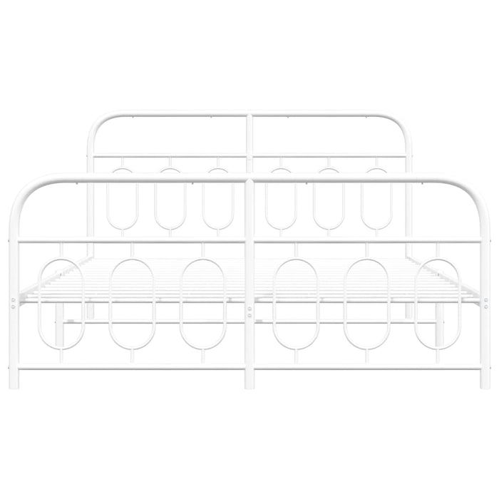 Giroletto con Testiera e Pediera Metallo Bianco 140x190 cm 377184