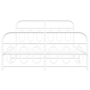 Giroletto con Testiera e Pediera Metallo Bianco 150x200 cm 377186