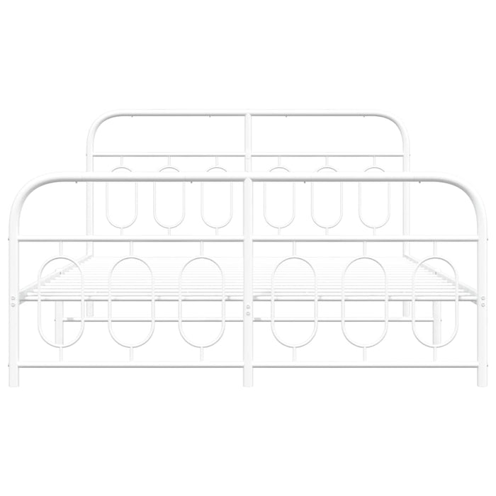 Giroletto con Testiera e Pediera Metallo Bianco 150x200 cm 377186