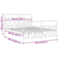 Giroletto con Testiera e Pediera Metallo Bianco 150x200 cm 377186