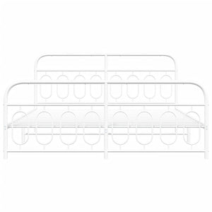 Giroletto con Testiera e Pediera Metallo Bianco 180x200 cm 377188