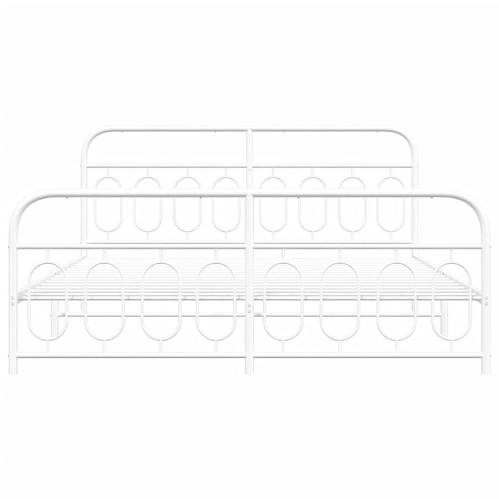 Giroletto con Testiera e Pediera Metallo Bianco 180x200 cm 377188