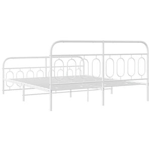 Giroletto con Testiera e Pediera Metallo Bianco 183x213 cm 377189