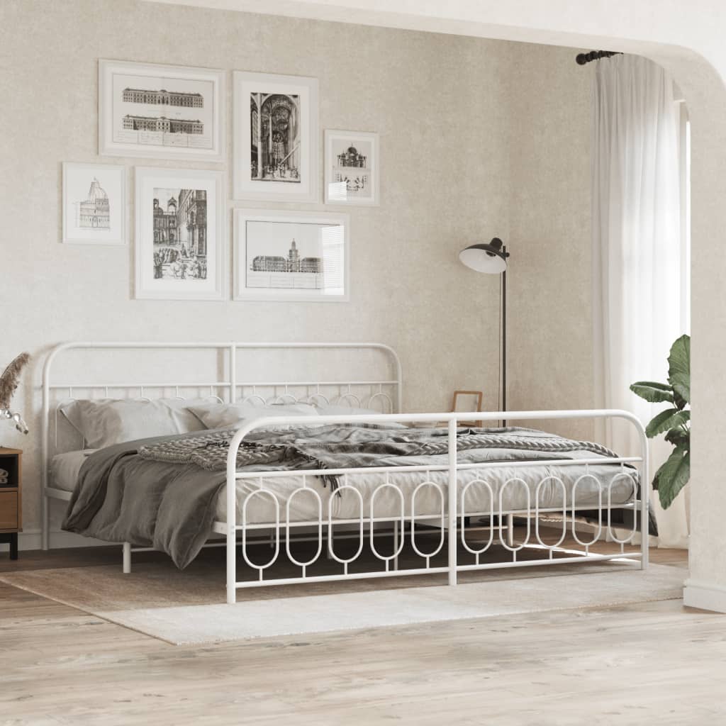 vidaXL Giroletto con Testiera e Pediera Metallo Bianco 200x200 cm
