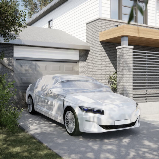 vidaXL Mezza Copertura Auto con Ganci Argento M PEVA