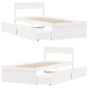 Giroletto senza Materasso Bianco 100x200 cm Legno Massello Pino 846790