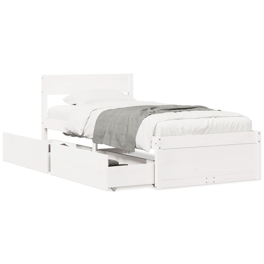 Letto senza Materasso Bianco 90x200 cm Legno Massello di Pino 846793