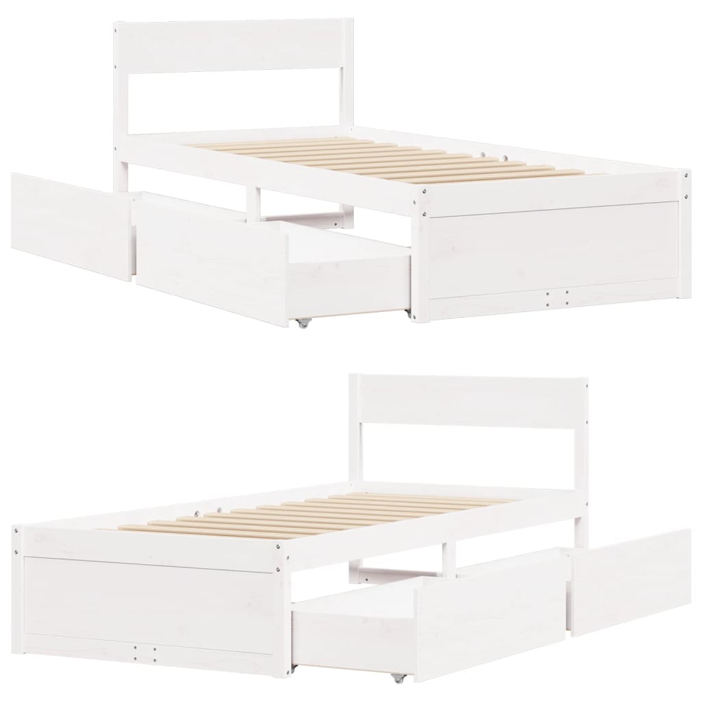 Letto senza Materasso Bianco 90x200 cm Legno Massello di Pino 846793