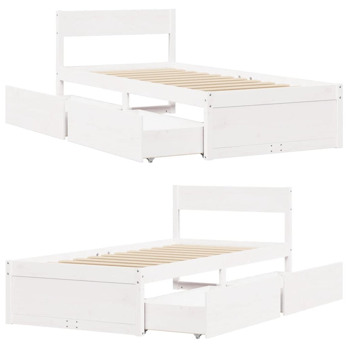 Letto senza Materasso Bianco 90x200 cm Legno Massello di Pino 846793