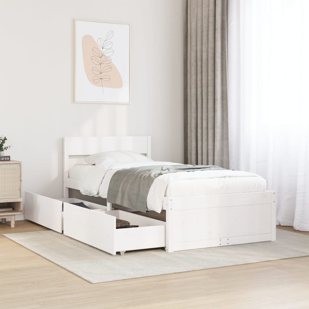Letto senza Materasso Bianco 90x200 cm Legno Massello di Pino 846793