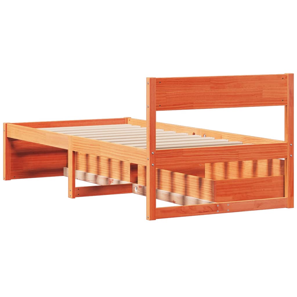 Letto senza Materasso Marrone Cera 90x200 cm Legno di Pino 846794