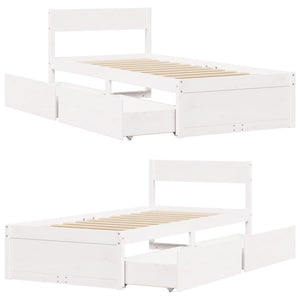 Letto senza Materasso Bianco 90x190 cm in Legno Massello Pino 846805