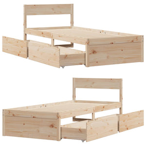 Letto senza Materasso 75x190 cm in Legno Massello Pino 846807