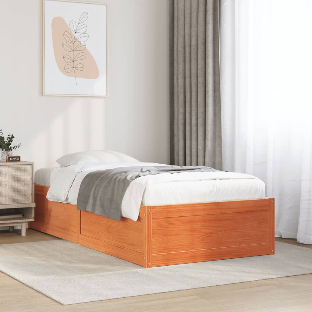 Letto senza Materasso Marrone Cera 90x190 cm in Legno di Pino 846845