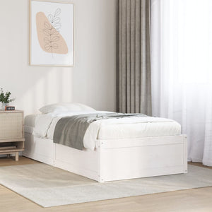 Letto senza Materasso Bianco 75x190 in Legno Massello di Pino 846847