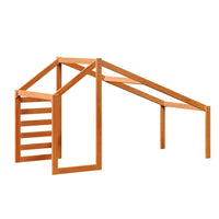 Tetto Letto Bambini Marrone Cera 198x97x113 Legno Massello Pino