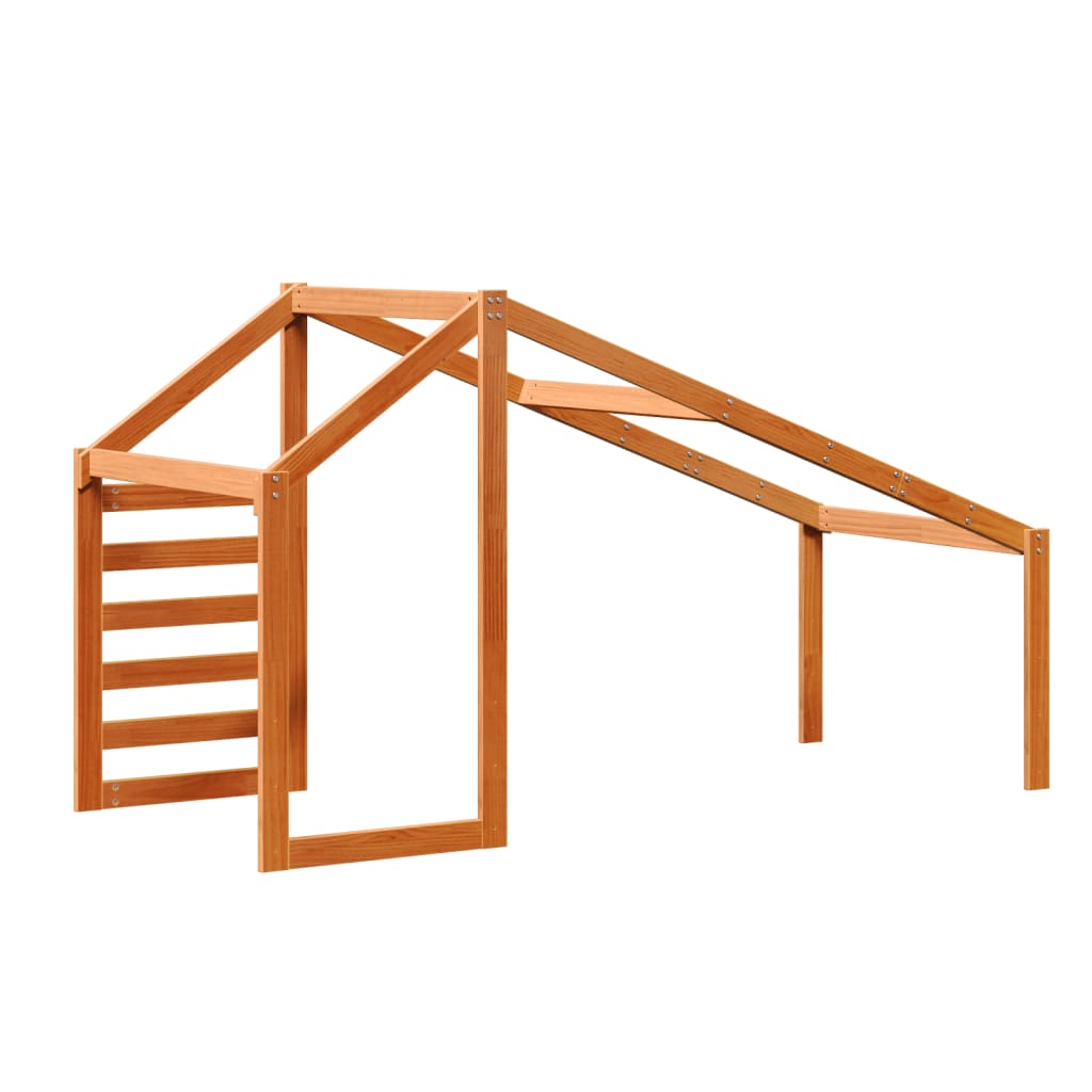 Tetto Letto Bambini Marrone Cera 188x97x113 Legno Massello Pino