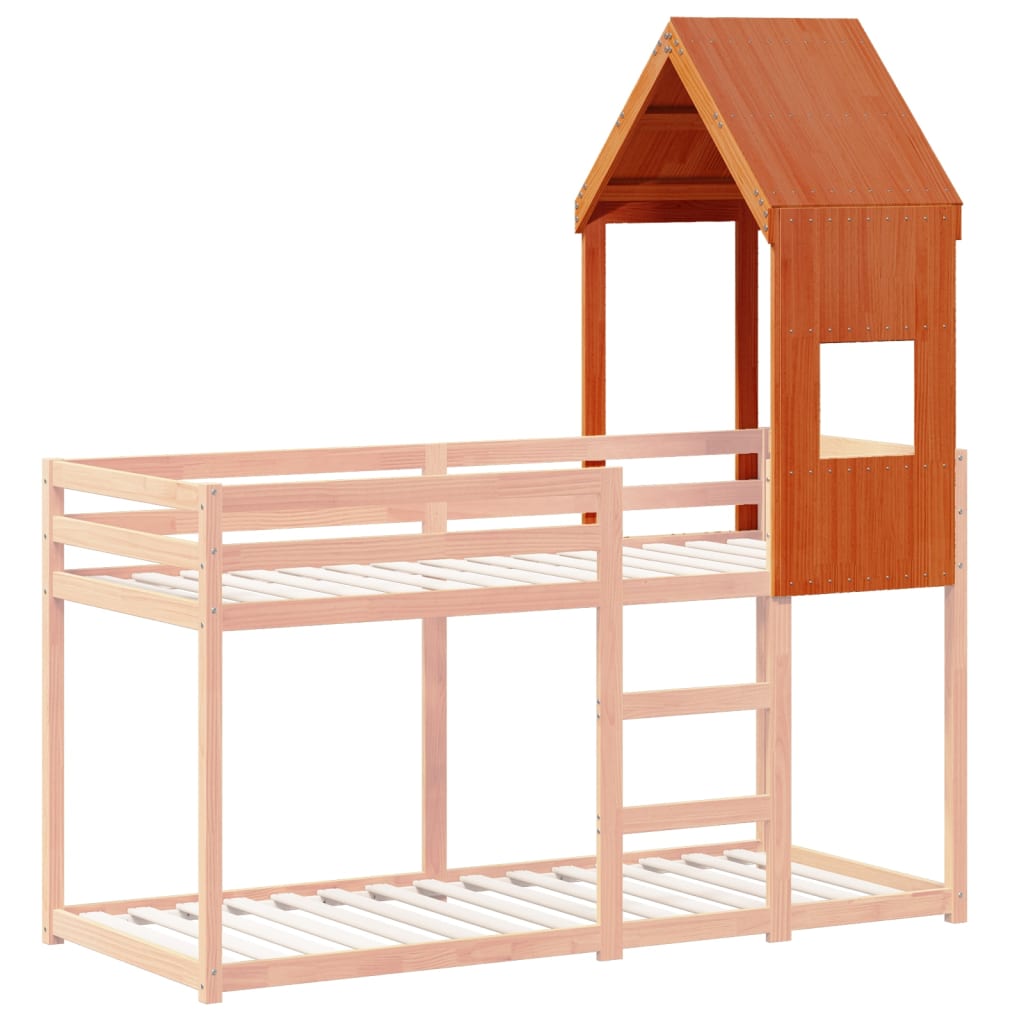 Tetto Letto Bambini Marrone Cera 55x99x139,5 cm Massello Pino