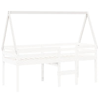Tetto Letto Bambini Bianco 209x95,5x88 cm Legno Massello Pino