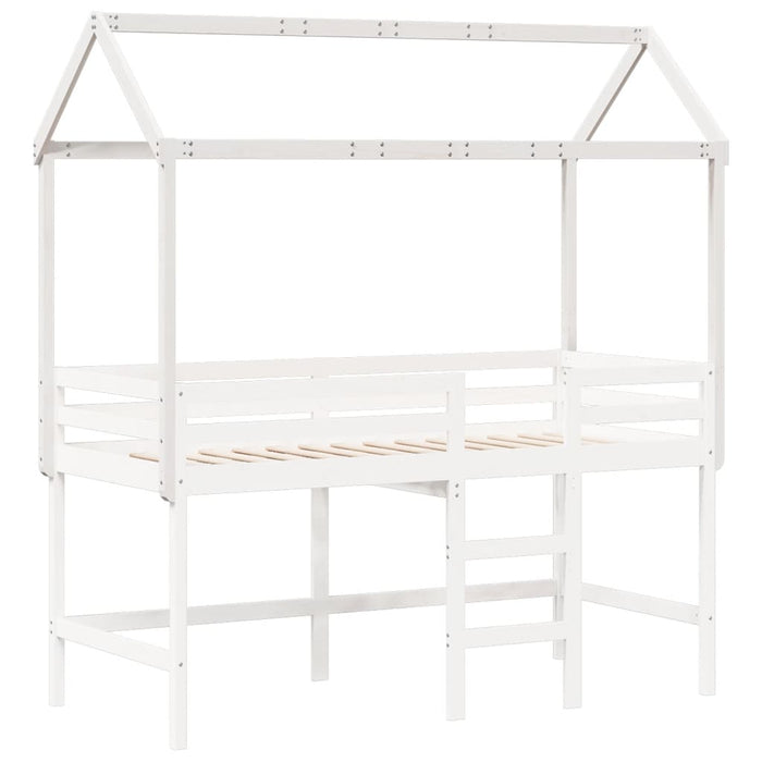 Tetto Letto Bambini Bianco 207x80,5x151,5cm Legno Massello Pino