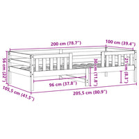 Letto senza Materasso Marrone Cera 100x200 cm in Legno di Pino 846972