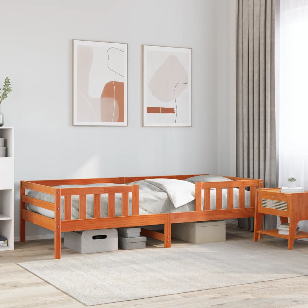 Letto senza Materasso Marrone Cera 90x200 cm Legno di Pino 846975