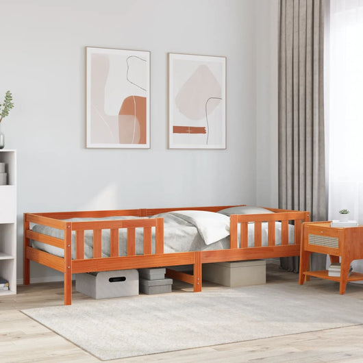 Letto senza Materasso Marrone Cera 90x200 cm Legno di Pino 846975