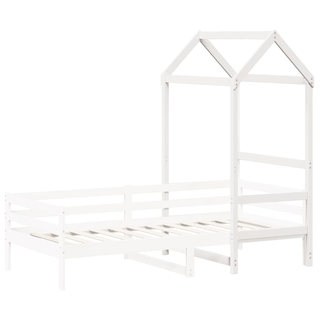 Tetto Letto Bambini Bianco 108x70x176,5 cm Legno Massello Pino