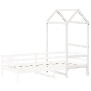 Tetto Letto Bambini Bianco 108x70x176,5 cm Legno Massello Pino