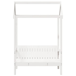 Panchina con Tetto Bianca 117,5x70x176,5 cm in Legno di Pino