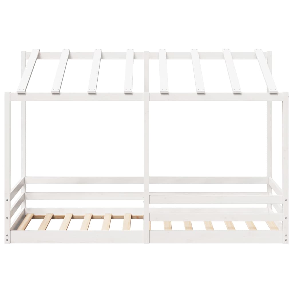 Letto per Bambini con Tetto Bianco 90x200cm Legno Massello Pino