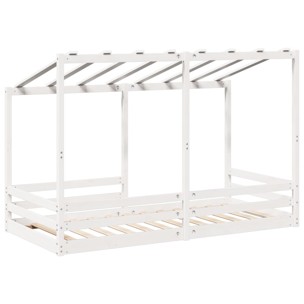 Letto per Bambini con Tetto Bianco 90x200cm Legno Massello Pino