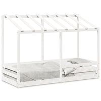 Letto per Bambini con Tetto Bianco 90x190cm Legno Massello Pino 847007