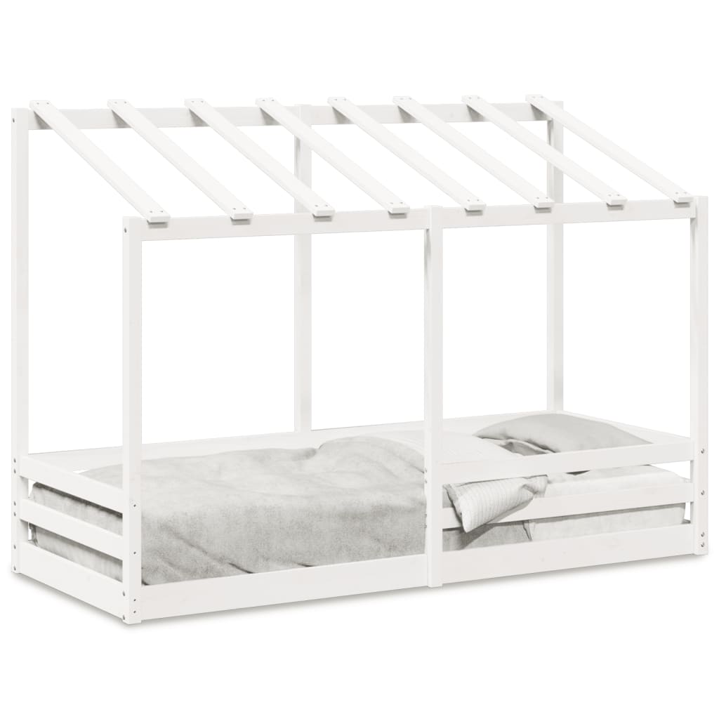 Letto per Bambini con Tetto Bianco 90x190cm Legno Massello Pino