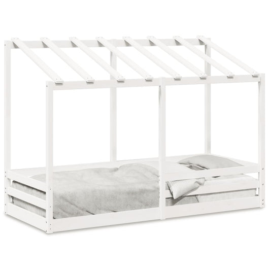 Letto per Bambini con Tetto Bianco 90x190cm Legno Massello Pino